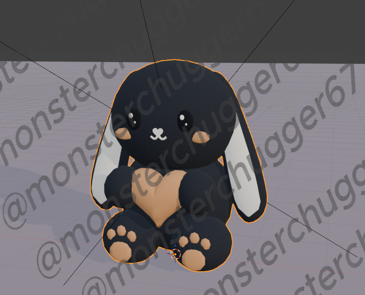 Black bunny holding heart 3D model
