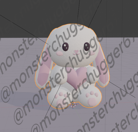 White bunny holding heart 3D model