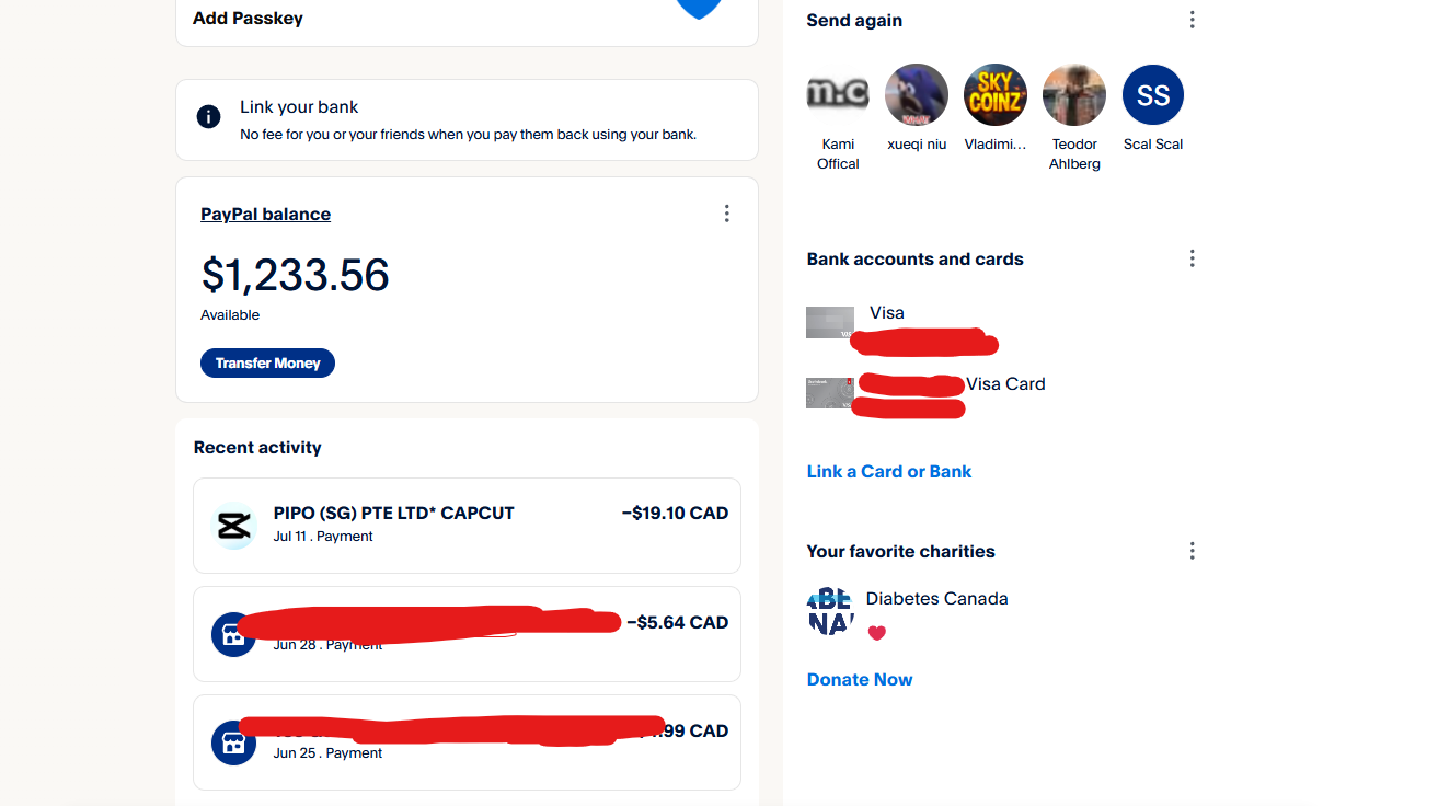 PayPal balance of 1233.56 dollars from Roblox commissions